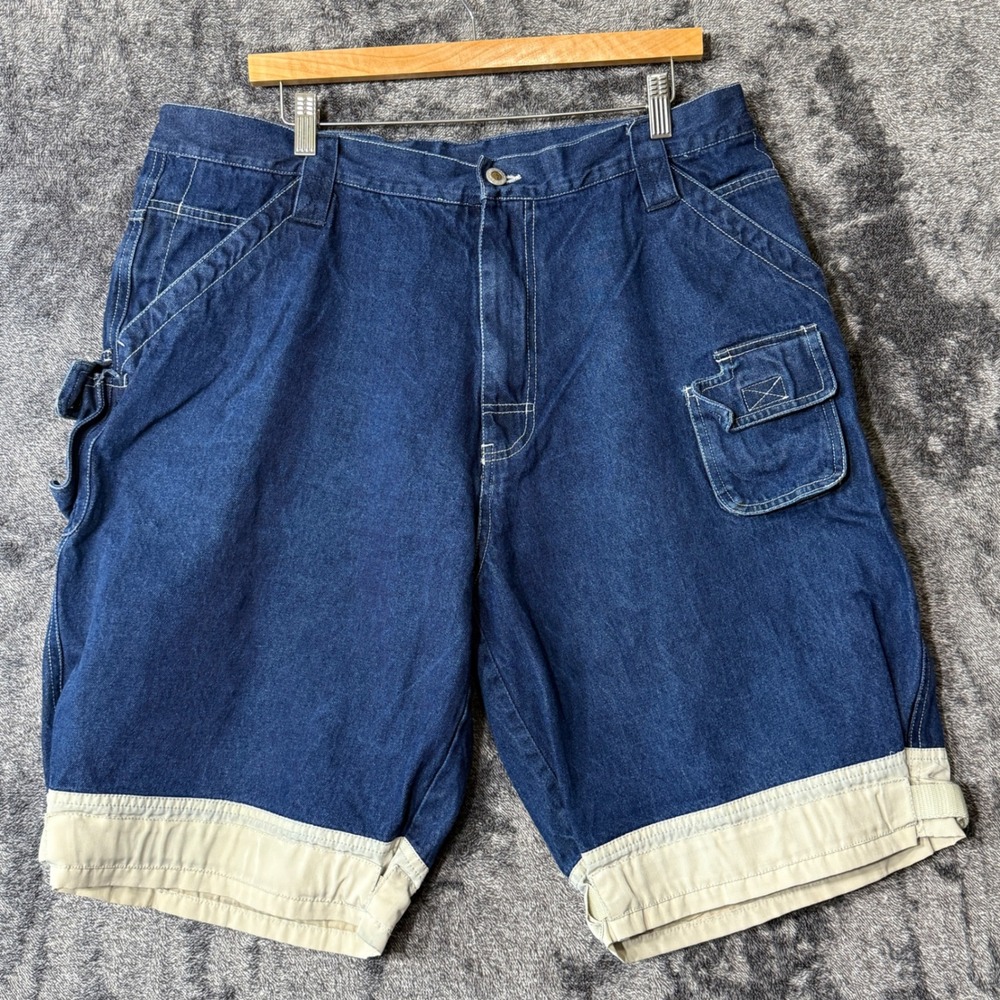 Vintage 90s Y2K Baggy Denim Shorts Mens Size 37 Blue Skater